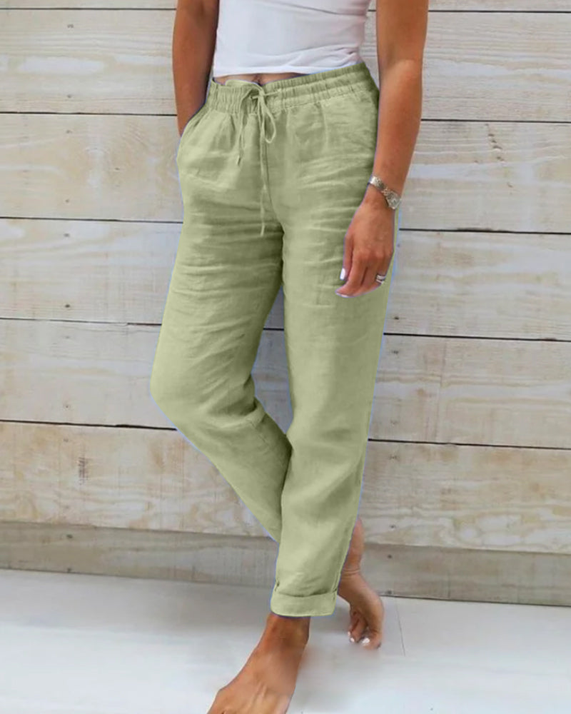 Elina | Katoenen broek met elastische band
