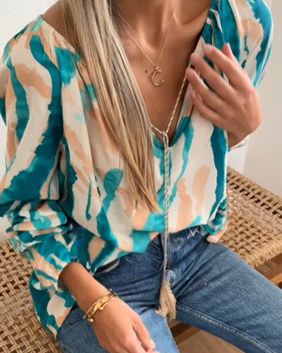 CÉLESTE | CASUAL BLOUSE MET TREKKOORD