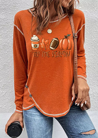 Tis het Seizoen Pompoen Voetbal Maple Leaf Koffie Truitje Oranje