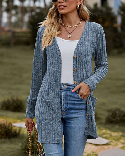 Suze | effen vest met lange mouwen