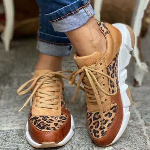 Lenora | Luipaard Sneakers met Dikke Zolen
