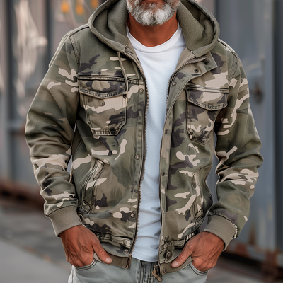Ramon | Camouflage cargojack met capuchon