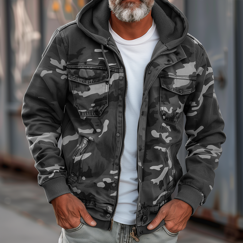 Ramon | Camouflage cargojack met capuchon