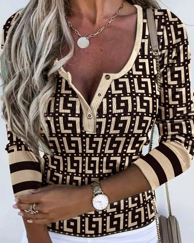 Damestop met geometrische print
