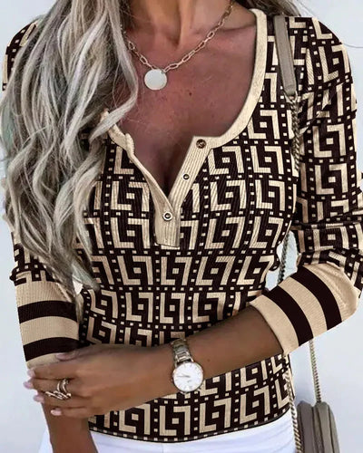Damestop met geometrische print