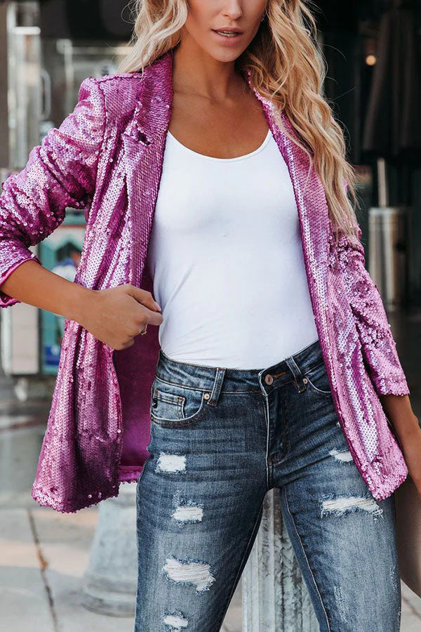 Fiona | Blazer met revers en pailletten
