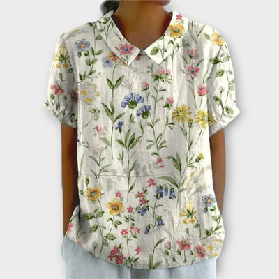Charlotte | Bloemenblouse van katoen en linnen