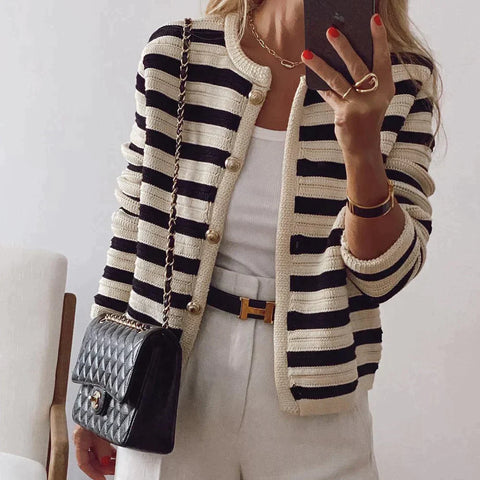 Ximena | Gestreept vest met lange mouwen