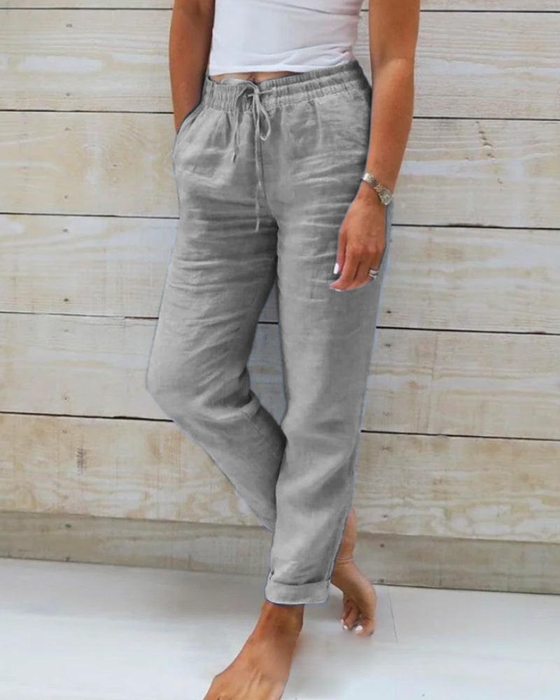 Elina | Katoenen broek met elastische band