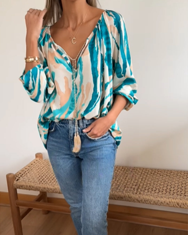 CÉLESTE | CASUAL BLOUSE MET TREKKOORD