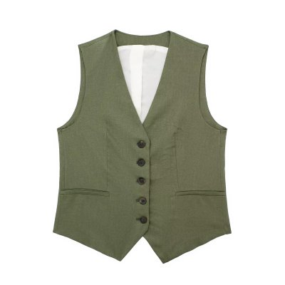 Eliza | Mouwloze Blazer met V-hals en Korte Broek
