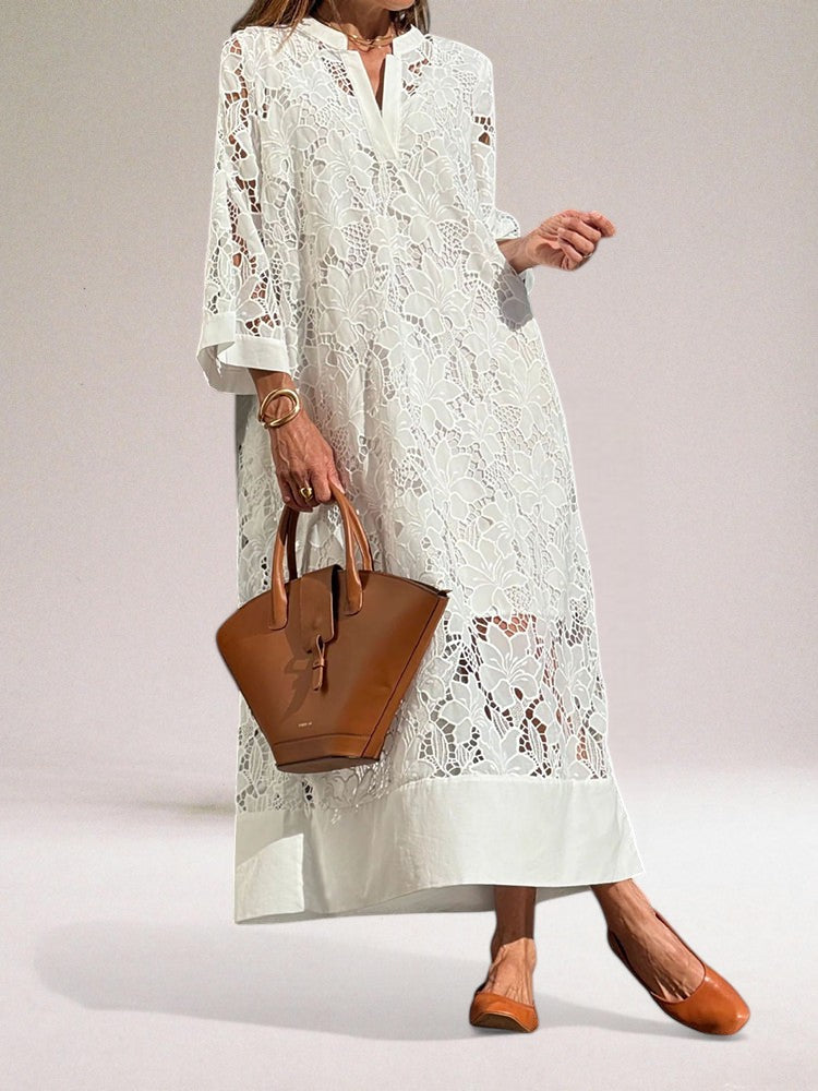 Adisa | Luxe lange kanten jurk