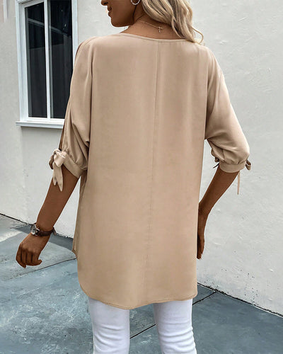 Elegante effen bloes met halve mouwen