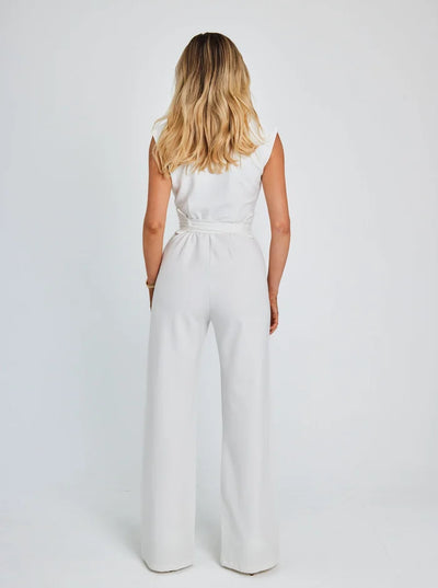 Mouwloze jumpsuit met wijde pijpen