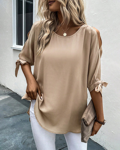 Elegante effen bloes met halve mouwen