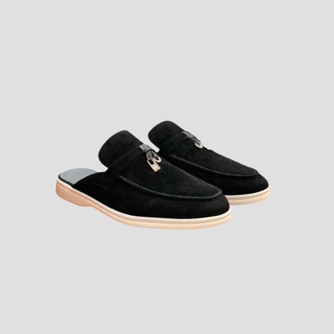 Daisy | Dames Loafer Suède Slip-On met Gepolijst Metaal Accent 2