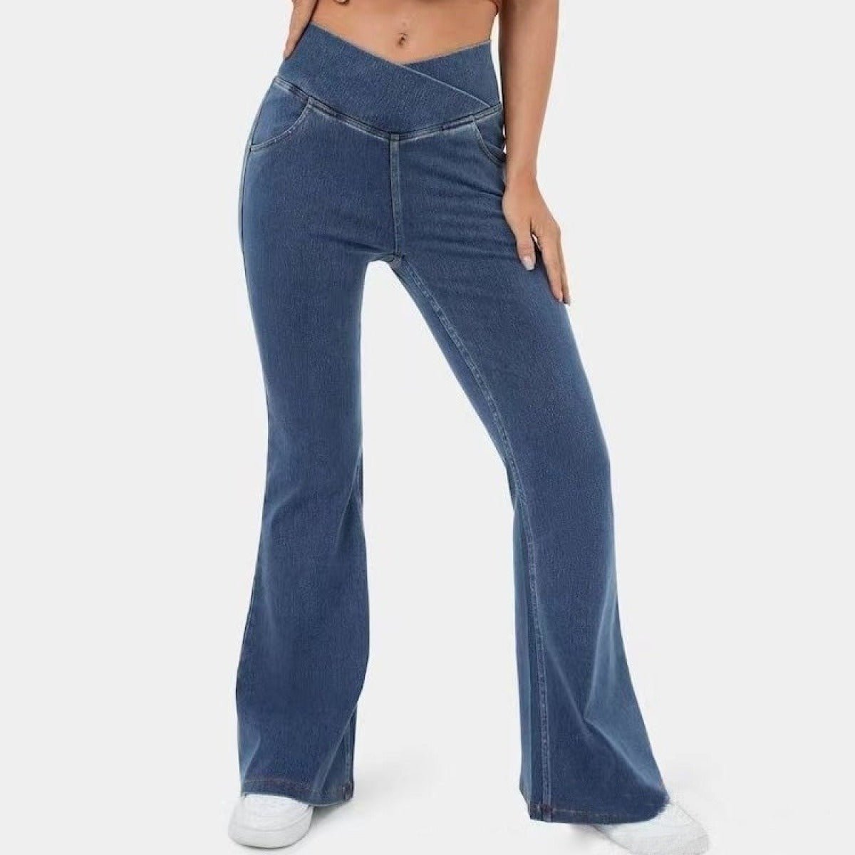 EVELUST Festival Flare broek voor dames, jaren '70-outfit, hippiekleding, bloem, hoge taille, brede pijpen, flair leggings, rave, discokostuum, Palazzo wijde broek, zomer, bell bottom, roze, L
