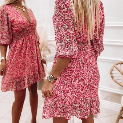 Zomerjurk - Floral met Puffmouwen Dames-2