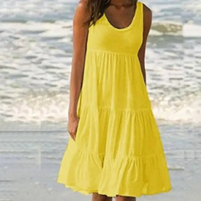 Ayla | O Hals Mouwloze Mini Jurk