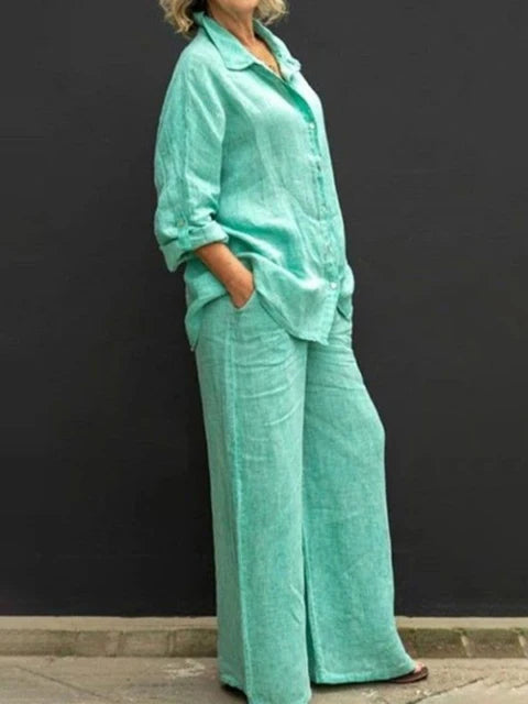 Sloane | Overhemd met lange mouwen & losse broek Set