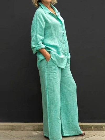 Sloane | Overhemd met lange mouwen & losse broek Set