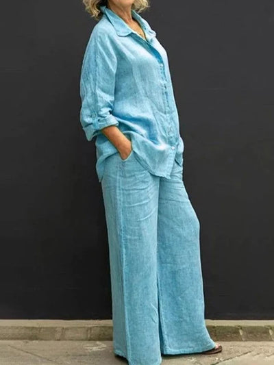 Sloane | Overhemd met lange mouwen & losse broek Set
