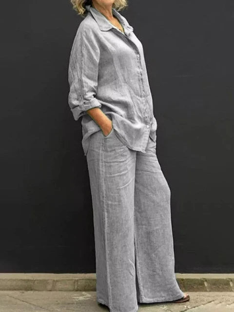 Sloane | Overhemd met lange mouwen & losse broek Set