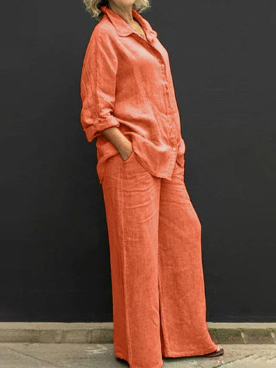 Sloane | Overhemd met lange mouwen & losse broek Set