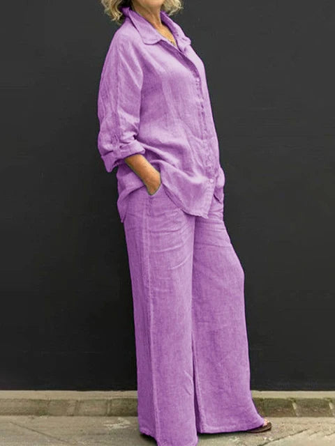 Sloane | Overhemd met lange mouwen & losse broek Set