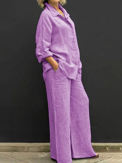 Sloane | Overhemd met lange mouwen & losse broek Set