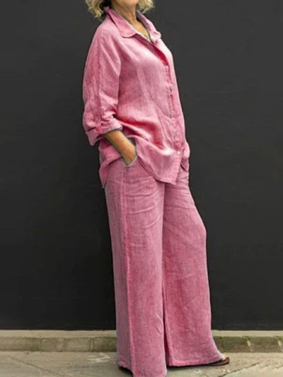 Sloane | Overhemd met lange mouwen & losse broek Set