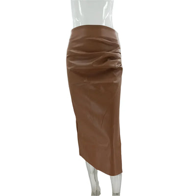 Leren Maxi Rok Dames | Lange Rok met Hoge Split voor Edgy Look 5