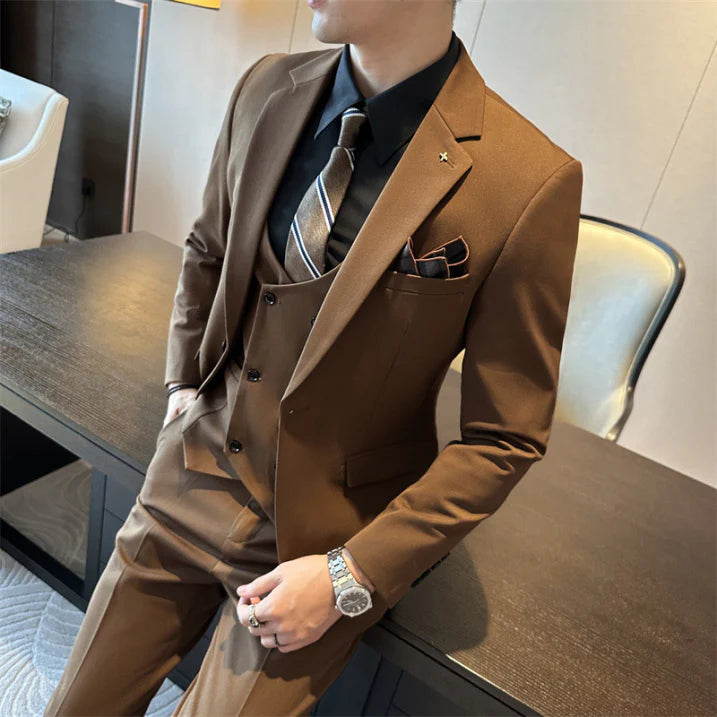 Klassiek Slim Fit Heren Pak | Driedelig Bruiloftsgastpak 3