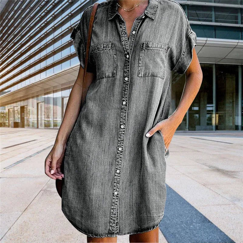 Gaia | Denim Overhemd Jurk