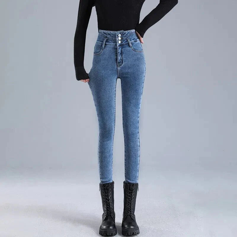 Jasmine | Fleece Spijkerbroek