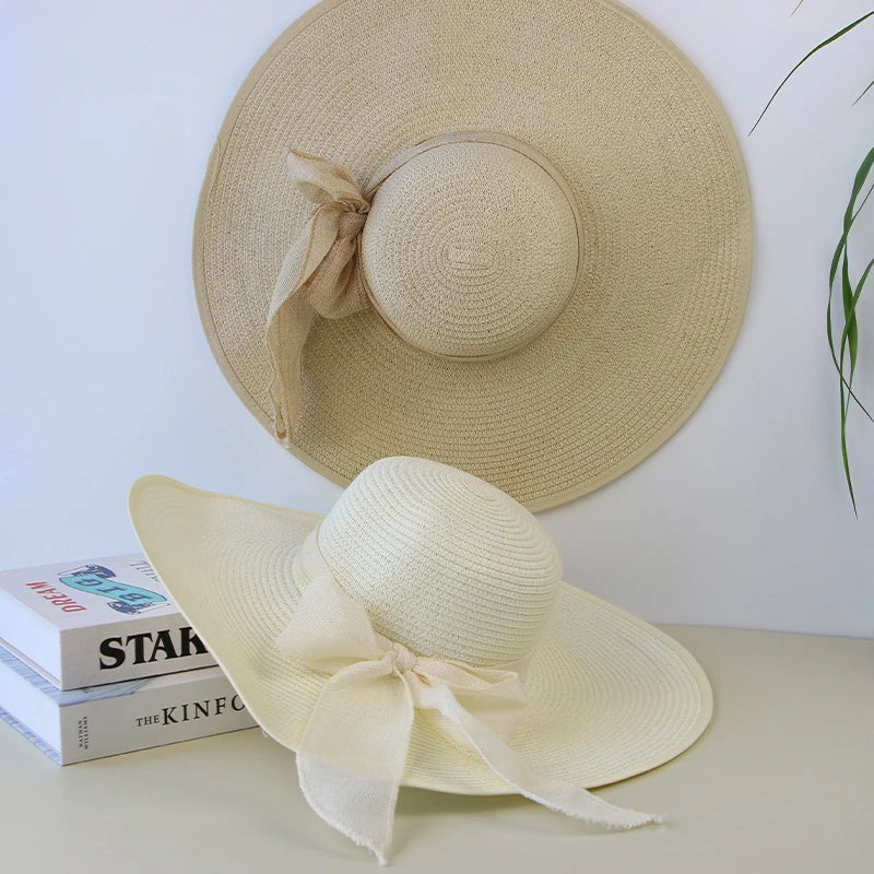 Zomer Strohoed Dames | Floppy Panama Hoed met Elegante Bowknot-3