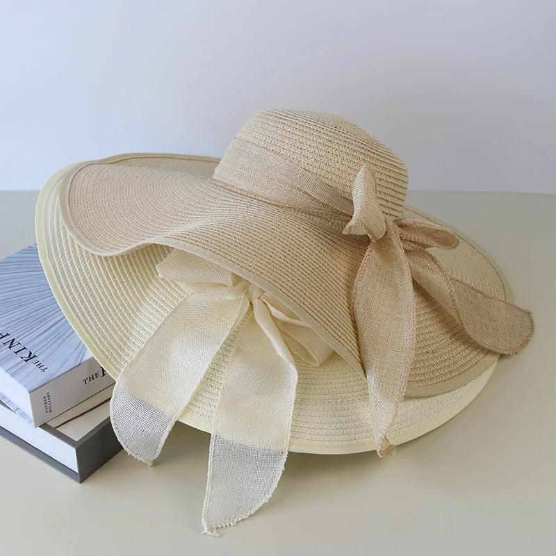 Zomer Strohoed Dames | Floppy Panama Hoed met Elegante Bowknot-5