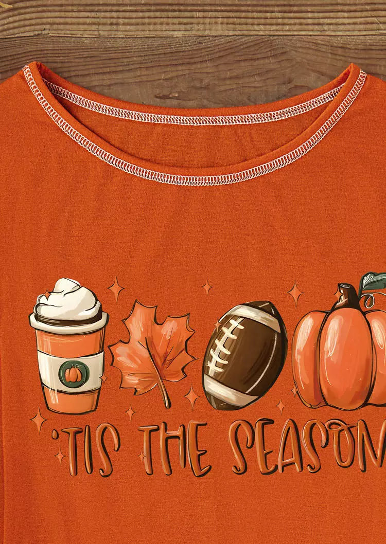 Tis het Seizoen Pompoen Voetbal Maple Leaf Koffie Truitje Oranje