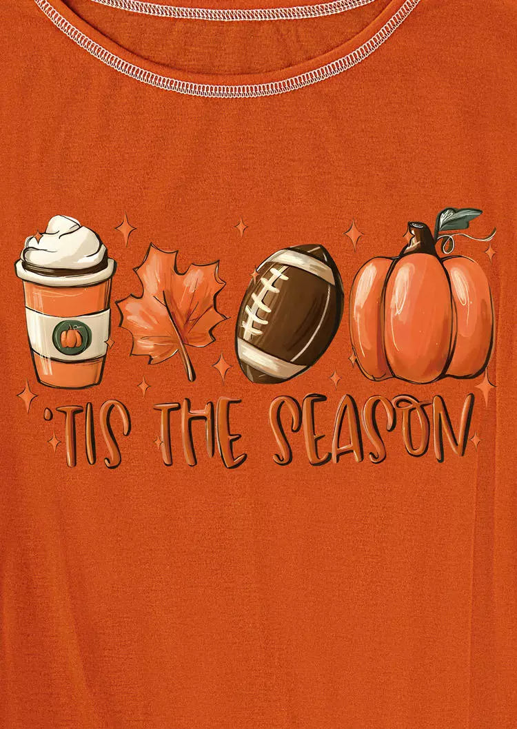 Tis het Seizoen Pompoen Voetbal Maple Leaf Koffie Truitje Oranje