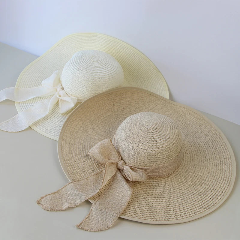 Zomer Strohoed Dames | Floppy Panama Hoed met Elegante Bowknot-4