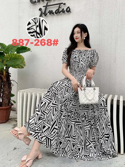 Athena | Lange Maxi Jurk met Korte Mouwen