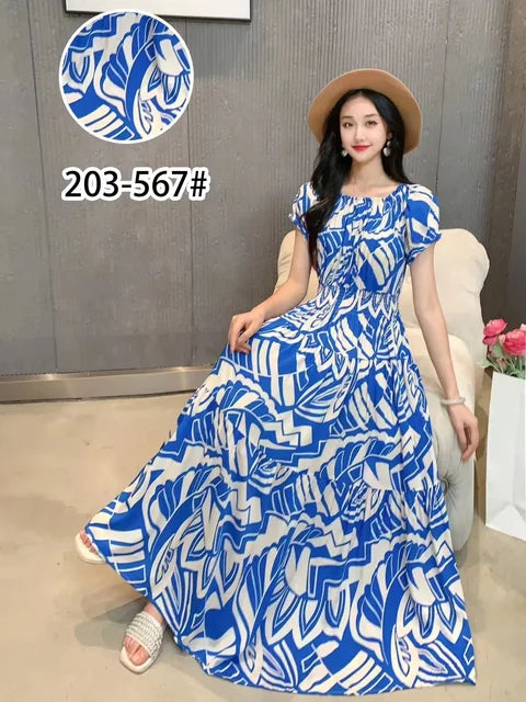 Athena | Lange Maxi Jurk met Korte Mouwen