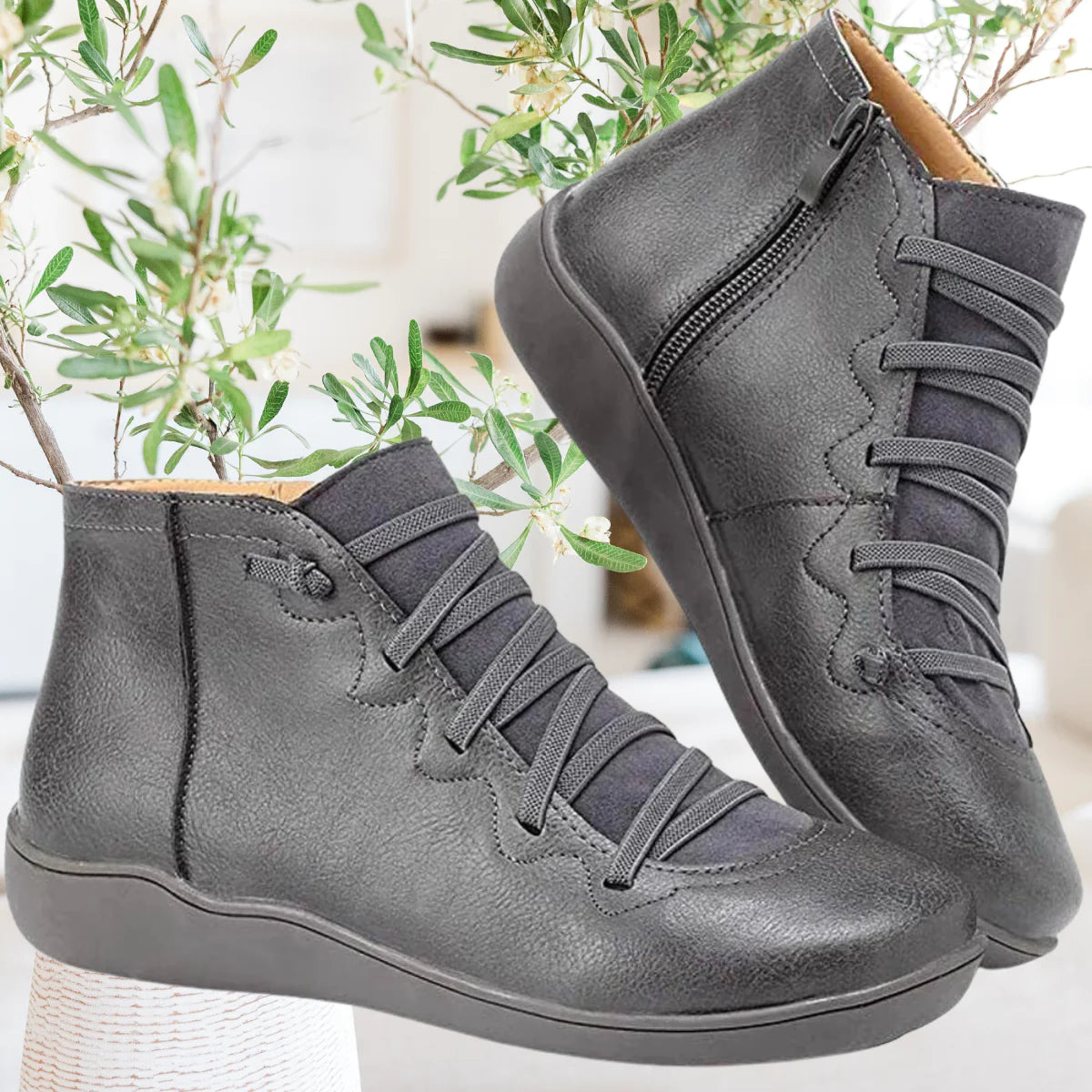 Alvarie | Vintage leren veterlaarzen