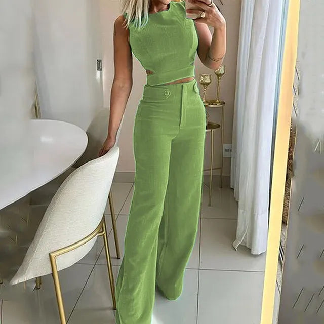 Jhara | Stijlvolle top en lange broek