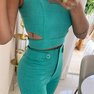 Jhara | Stijlvolle top en lange broek