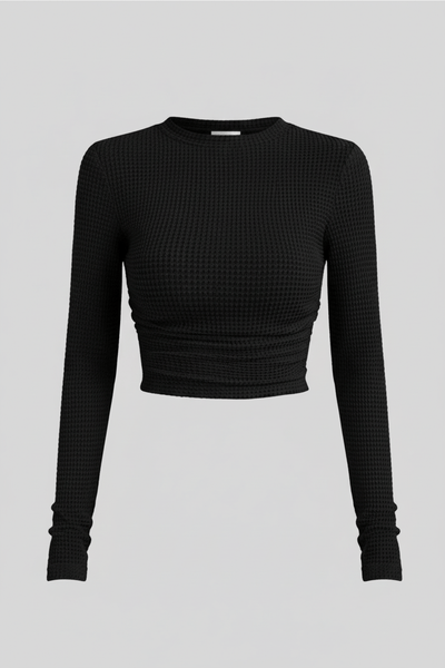 Zylia | Cropped Sweatshirt Dames met Hoge Hals in Wafelgebreide Textuur 6