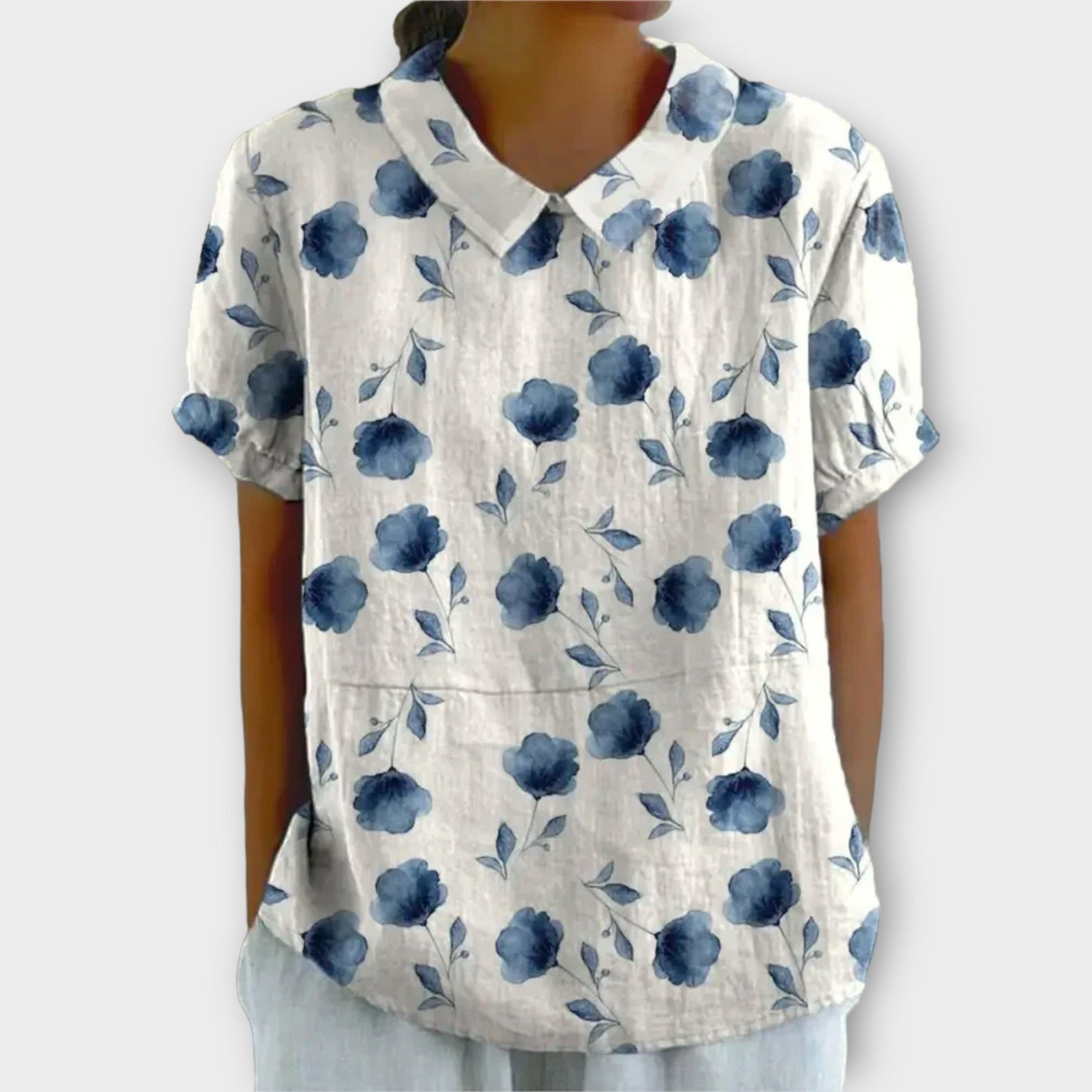 Charlotte | Bloemenblouse van katoen en linnen