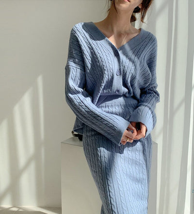 Lily | Gebreide top en rok set
