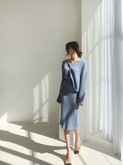 Lily | Gebreide top en rok set