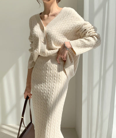 Lily | Gebreide top en rok set